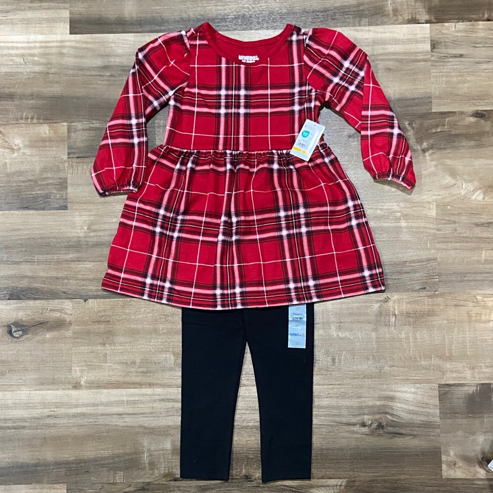 Garanimals Red Plaid Top and black leggings